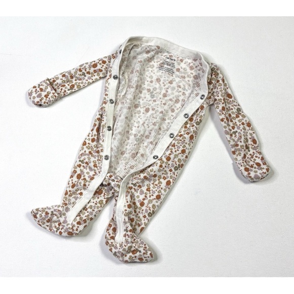 Carter's White and Brown Floral Kids Snap Footie - Picture 3 of 7